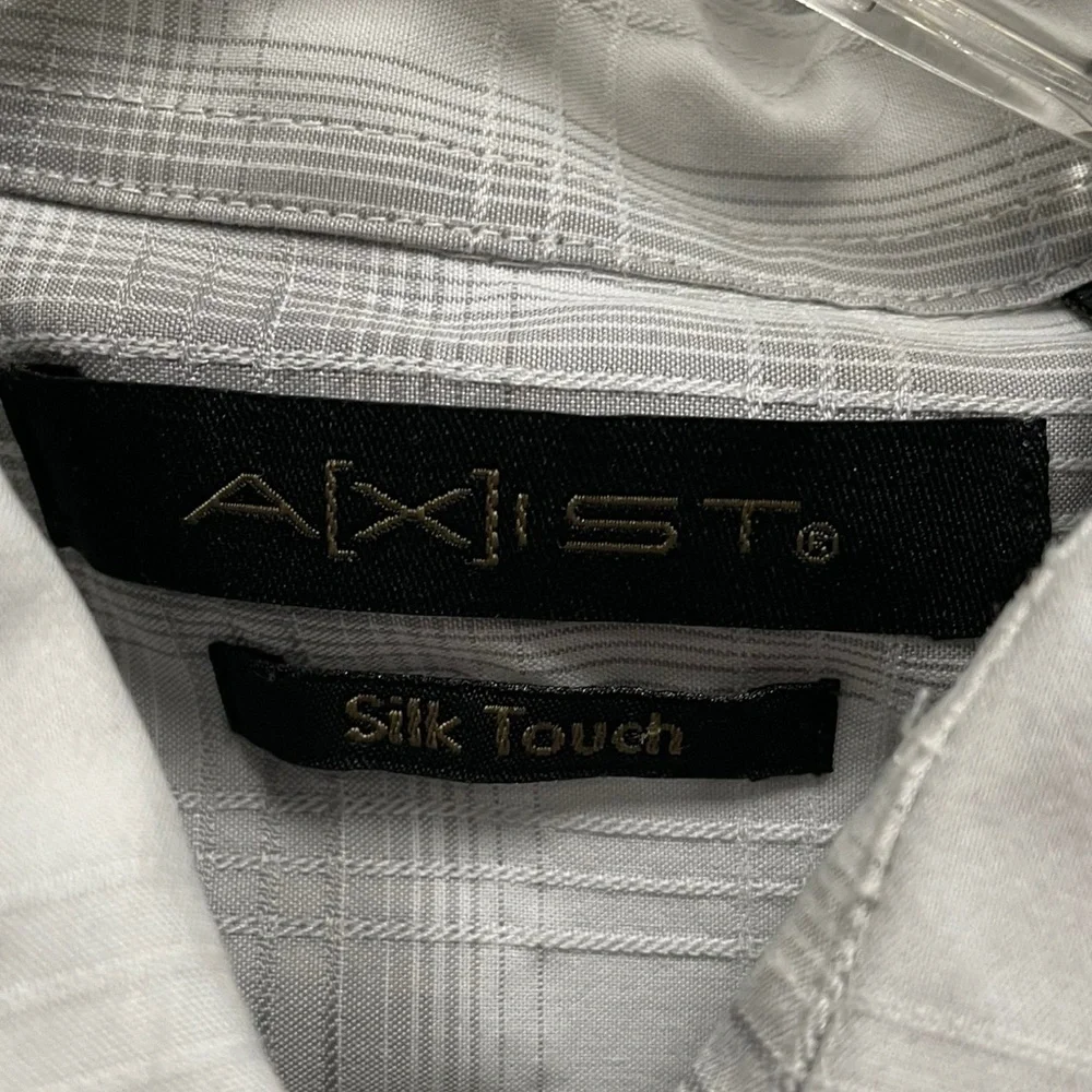AXIST Silk Touch Short Sleeve Button Down Shirt Gray White Pattern Size XXL - Picture 4 of 7